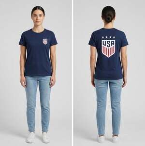USA Soccer USWNT Four Star Navy Graphic T-Shirt Women’s Medium Cotton NWT